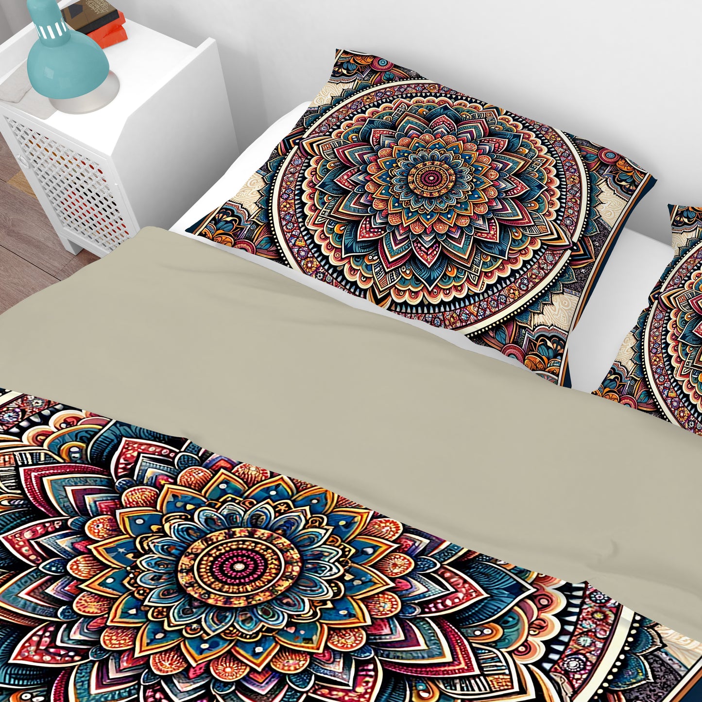 Colourful Positive Vibe Bohemian Reversible Quilt Cover Duvet Cover Set - Adore India   