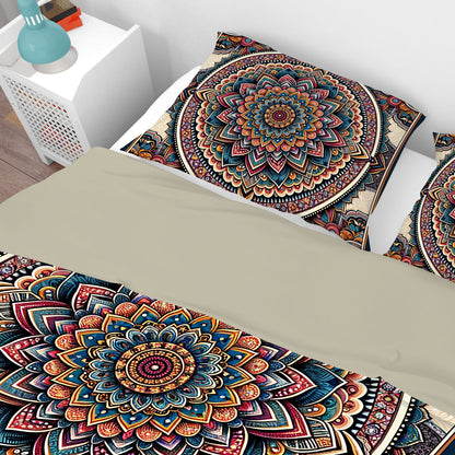 Colourful Positive Vibe Bohemian Reversible Quilt Cover Duvet Cover Set - Adore India   