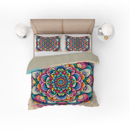 Bohemian Bloom Colourful Reversible Quilt Cover Duvet Cover Set - Adore India   