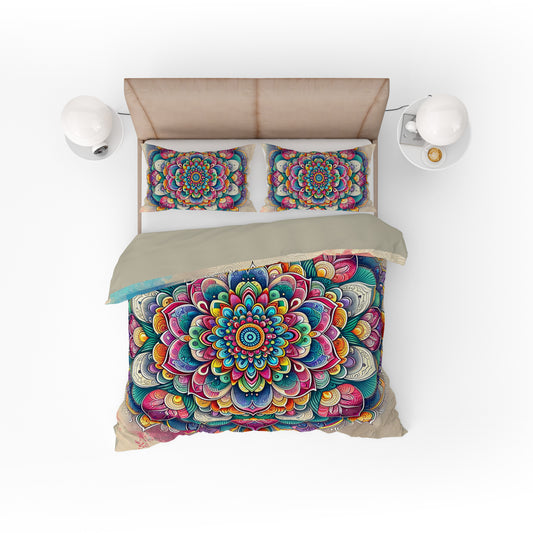 Bohemian Bloom Colourful Reversible Quilt Cover Duvet Cover Set - Adore India   