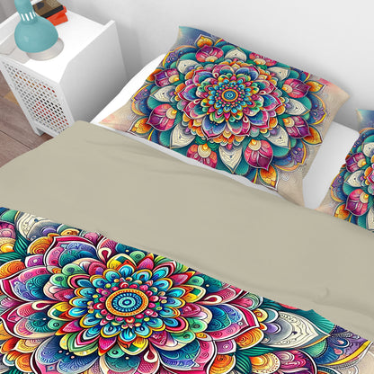 Bohemian Bloom Colourful Reversible Quilt Cover Duvet Cover Set - Adore India   