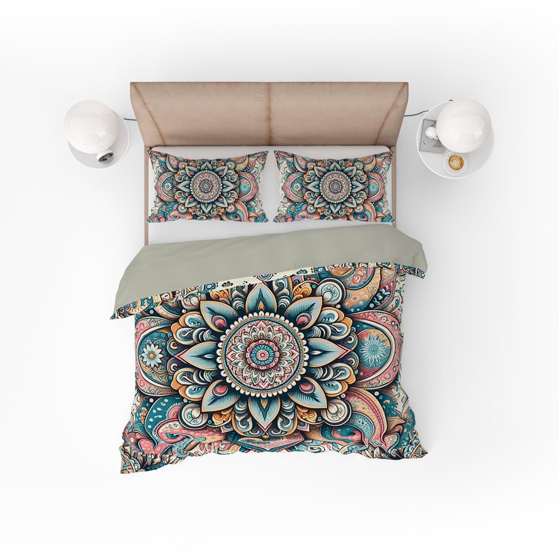Bohemian Colourful Paisley Mandala Reversible Quilt Cover Duvet Cover Set - Adore India   