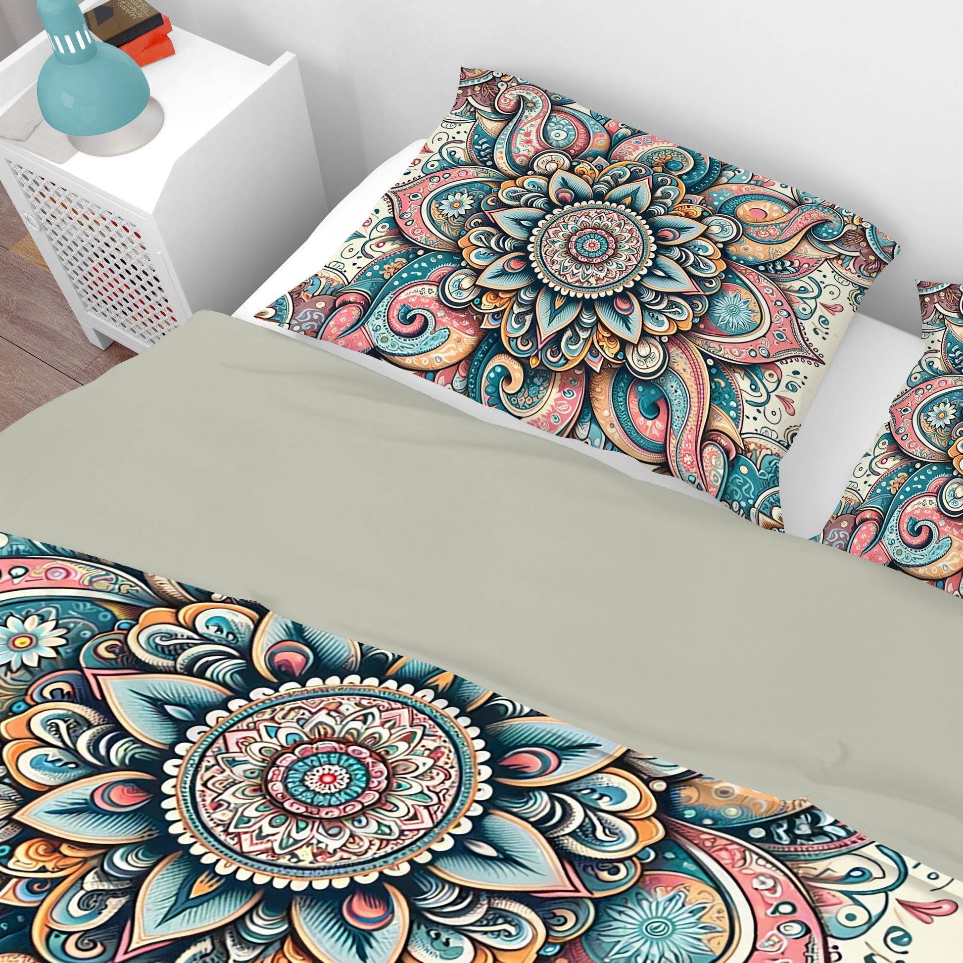 Bohemian Colourful Paisley Mandala Reversible Quilt Cover Duvet Cover Set - Adore India   
