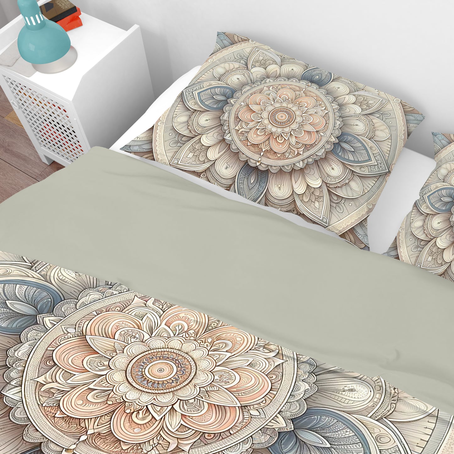 Bohemian Pastel Artisan Paisley Mandala Reversible Quilt Cover Duvet Cover Set - Adore India   