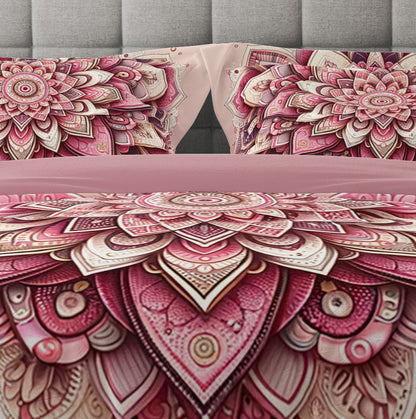 Pink Ombre Bohemian Lotus Reversible Quilt Cover Duvet Cover Set - Adore India   