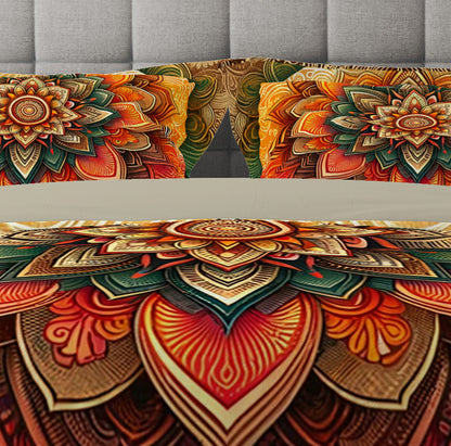 Sunset Ombre Lotus Reversible Quilt Cover Duvet Cover Set - Adore India   