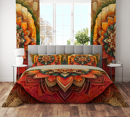 Sunset Ombre Lotus Reversible Quilt Cover Duvet Cover Set - Adore India   