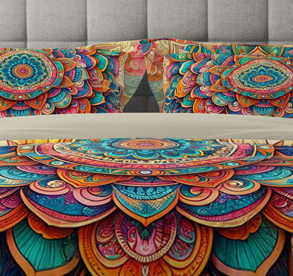 Colourful Bold Bohemian Reversible Quilt Cover Duvet Cover Set - Adore India   