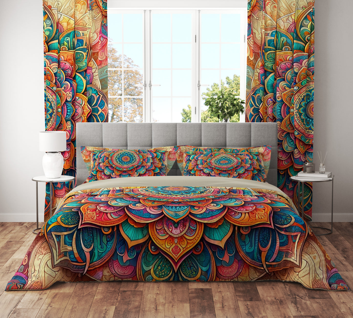 Colourful Bold Bohemian Reversible Quilt Cover Duvet Cover Set - Adore India   