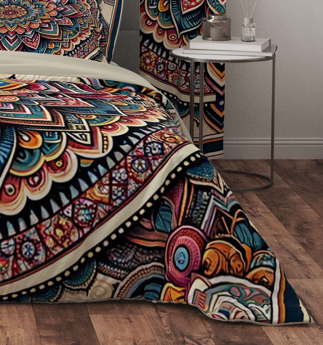 Colourful Positive Vibe Bohemian Reversible Quilt Cover Duvet Cover Set - Adore India   