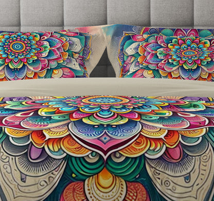 Bohemian Bloom Colourful Reversible Quilt Cover Duvet Cover Set - Adore India   