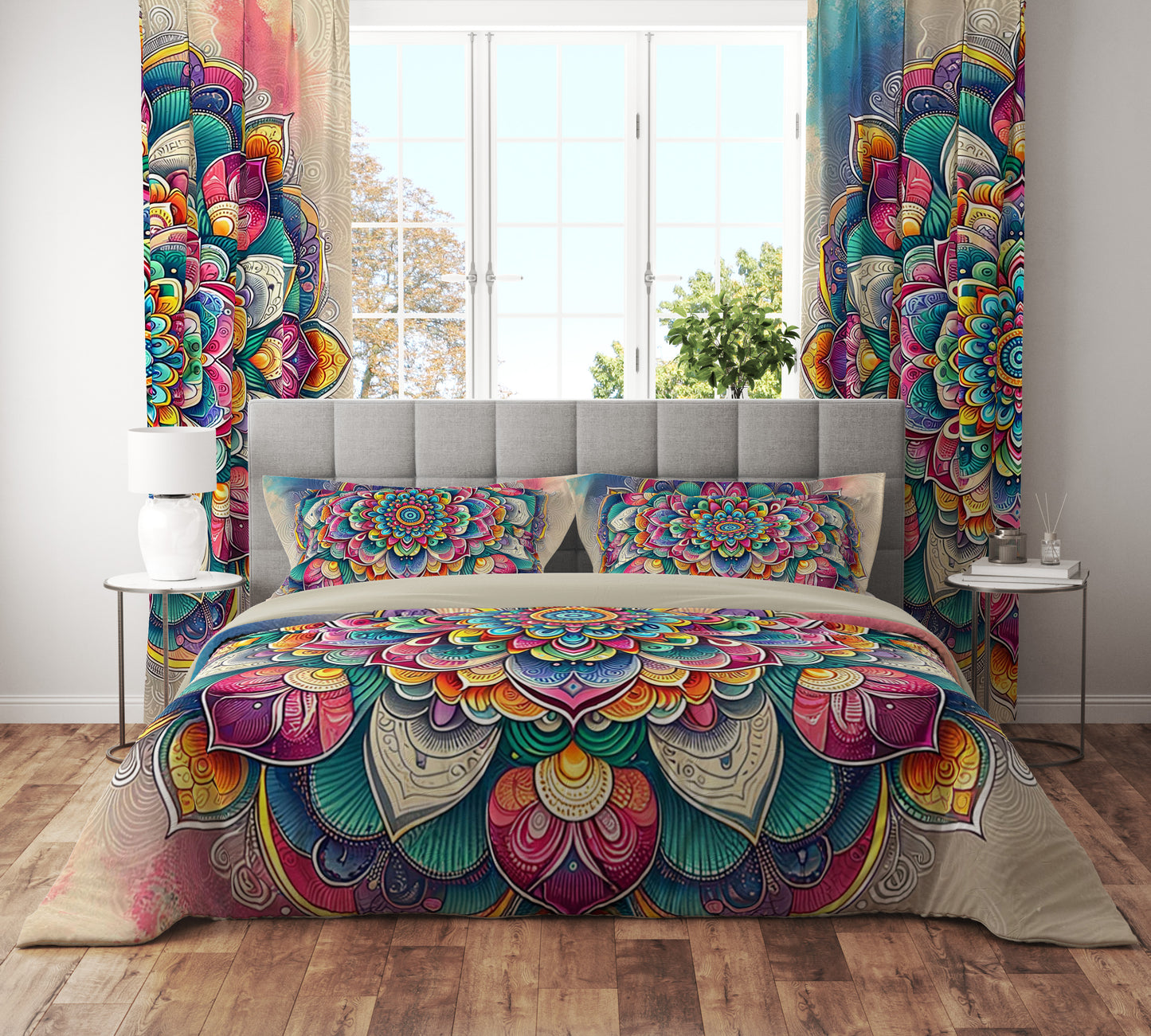 Bohemian Bloom Colourful Reversible Quilt Cover Duvet Cover Set - Adore India   