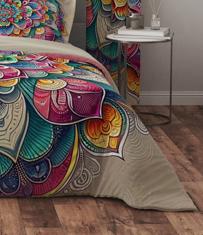 Bohemian Bloom Colourful Reversible Quilt Cover Duvet Cover Set - Adore India   