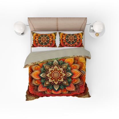 Sunset Ombre Lotus Reversible Quilt Cover Duvet Cover Set - Adore India   