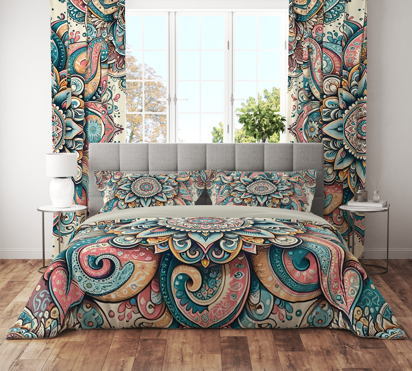 Bohemian Colourful Paisley Mandala Reversible Quilt Cover Duvet Cover Set - Adore India   