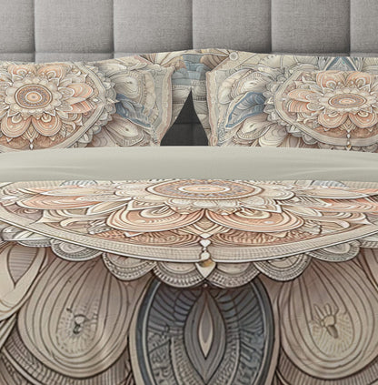 Bohemian Pastel Artisan Paisley Mandala Reversible Quilt Cover Duvet Cover Set - Adore India   