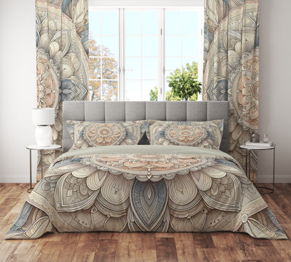 Bohemian Pastel Artisan Paisley Mandala Reversible Quilt Cover Duvet Cover Set - Adore India   