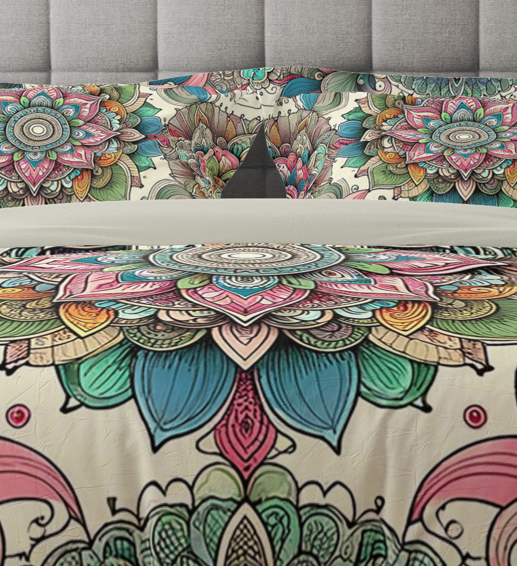 Bohemian Colourful True Spirit Mandala Reversible Quilt Cover Duvet Cover Set - Adore India   