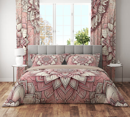 Bohemian Pink Mantra Mandala Reversible Quilt Cover Duvet Cover Set - Adore India   