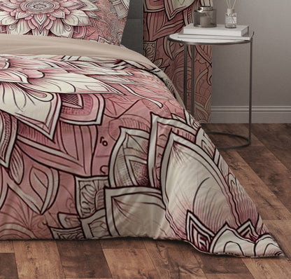 Bohemian Pink Mantra Mandala Reversible Quilt Cover Duvet Cover Set - Adore India   