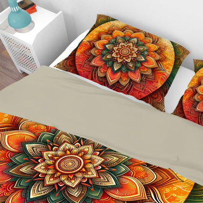 Sunset Ombre Lotus Reversible Quilt Cover Duvet Cover Set - Adore India   