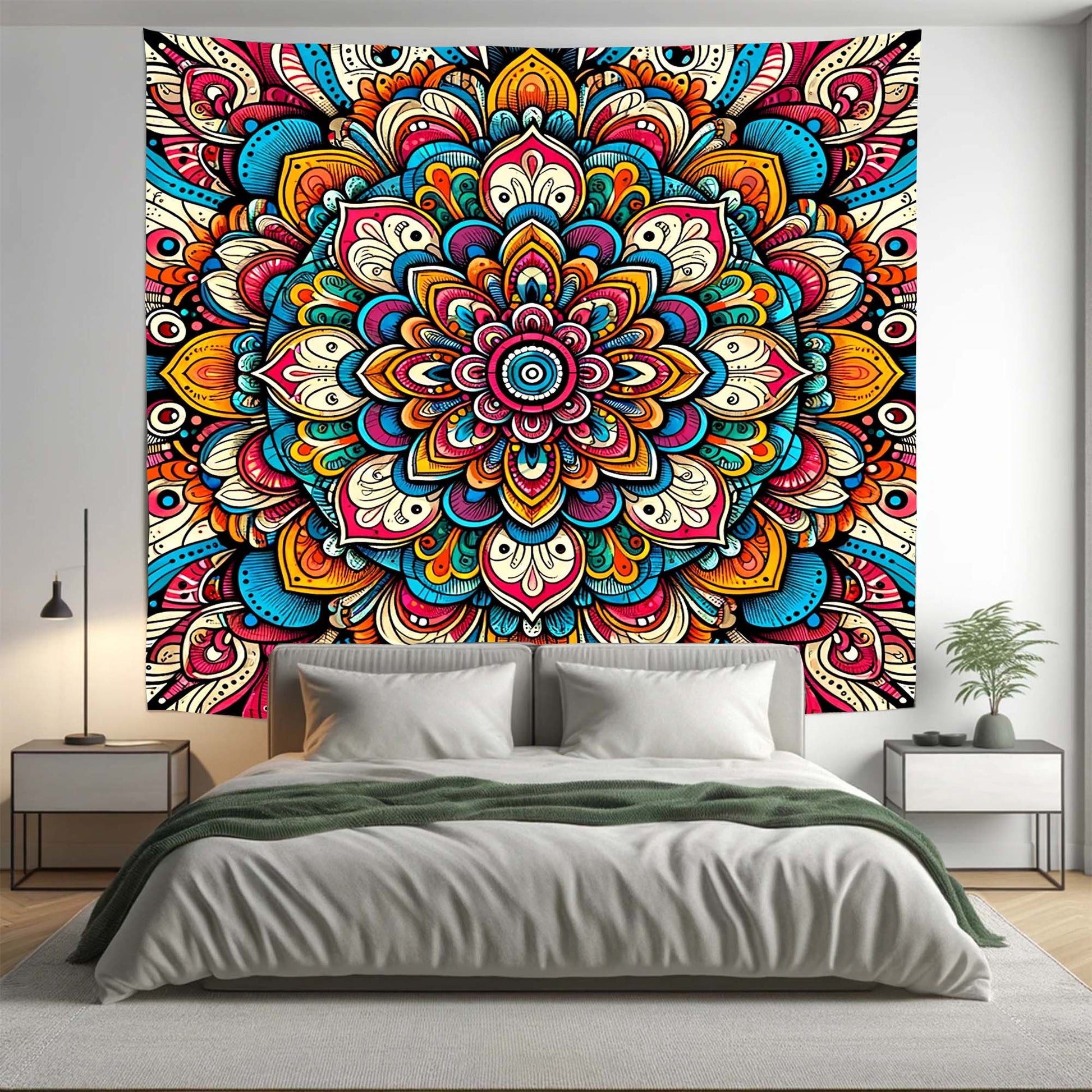 Bohemian Colourful Crafted Mandala Tapestry Psychedelic Wall Hanging Boho Decor - Adore India   