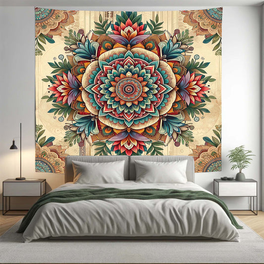 Bohemian Colourful Floral Mandala Tapestry Psychedelic Wall Hanging Boho Decor - Adore India   