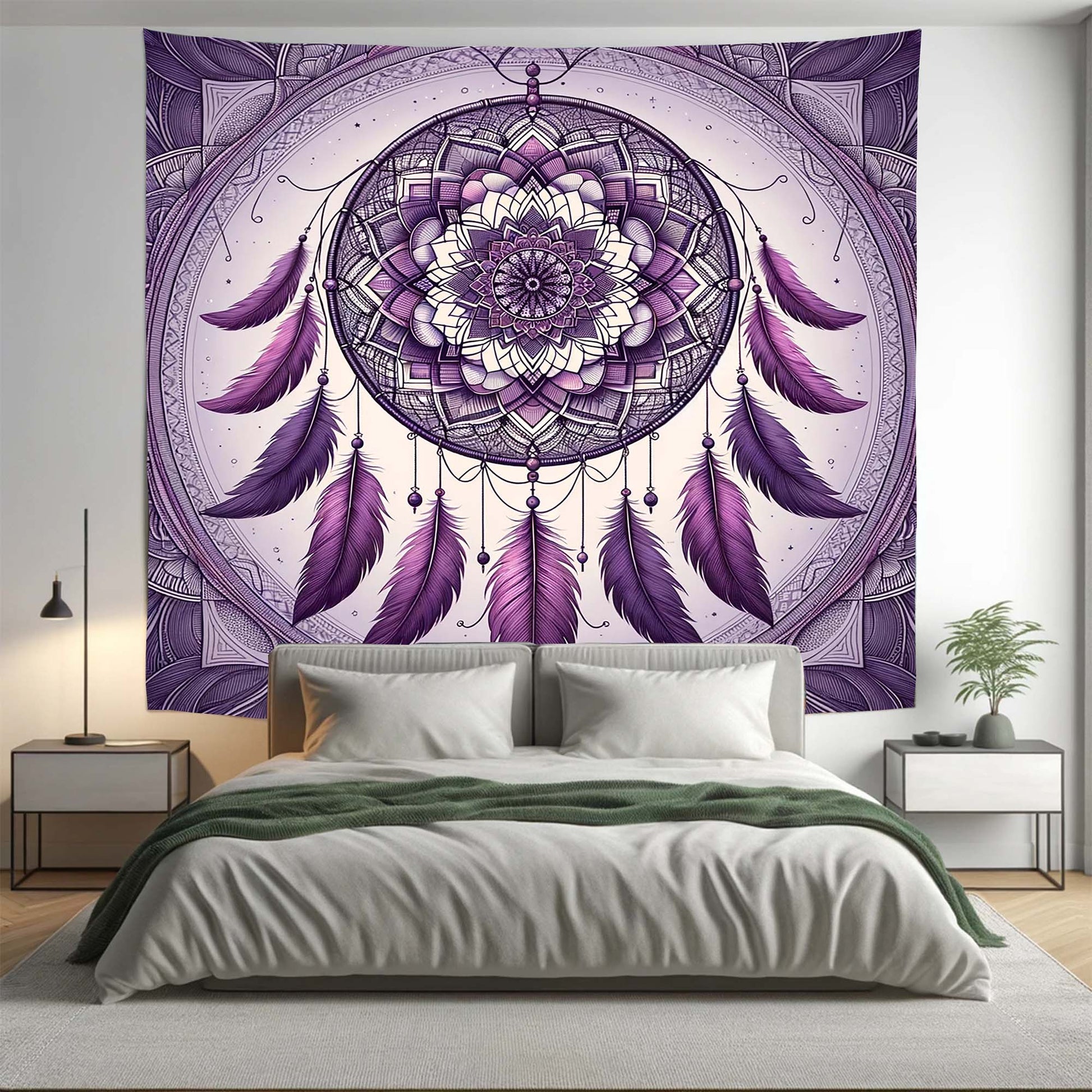Bohemian Purple Ombre Dreamcatcher Mandala Tapestry Psychedelic Wall Hanging Boho Decor - Adore India   
