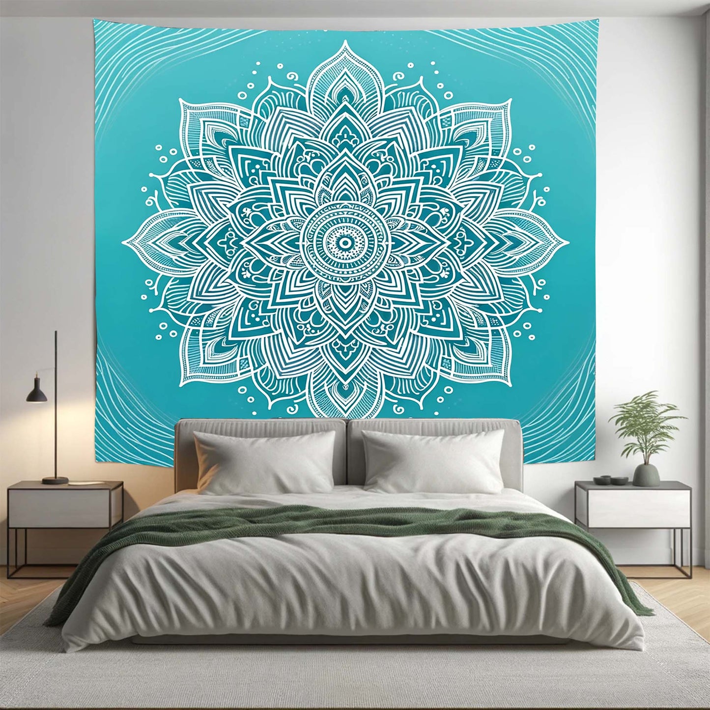 Bohemian Turquoise ABS Mandala Tapestry Psychedelic Wall Hanging Boho Decor - Adore India   