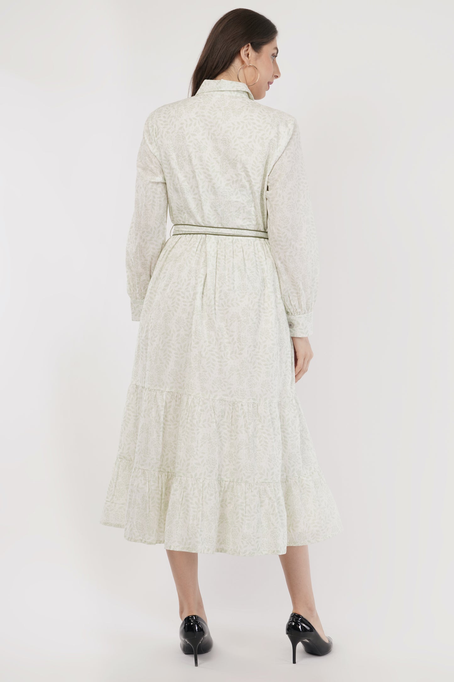 Mabel Long Cotton Boho Shirt Dress with Contrast Piping