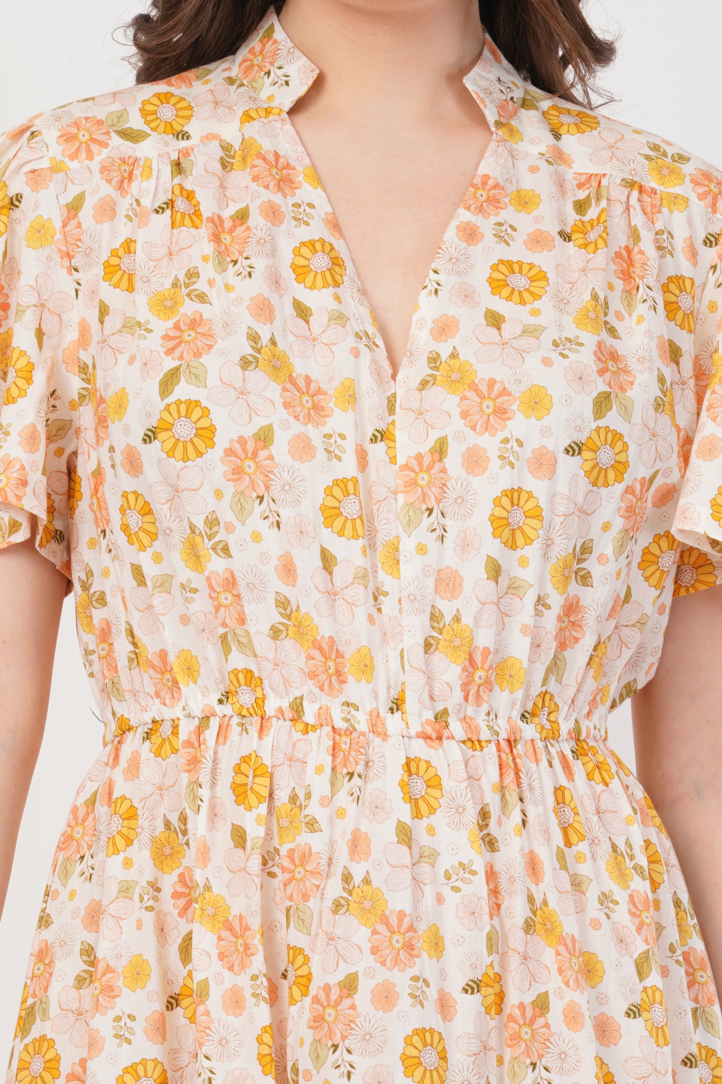 Matilda Bohemian Cotton Summer Midi Dress with Floral Print