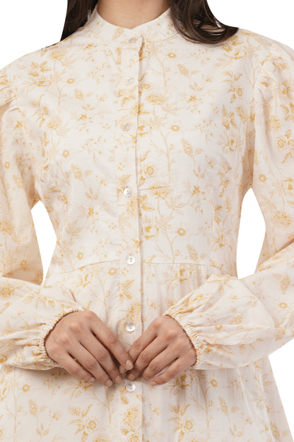 Melora Floral Tiered Long Sleeve Cotton Long Maxi Dress