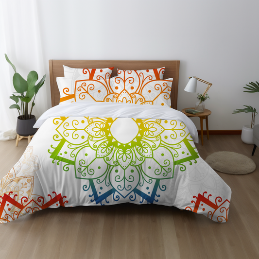 Multi-Colour Mandala Quilt Cover Set – Vibrant Dreams for Your Bedroom - Adore India   