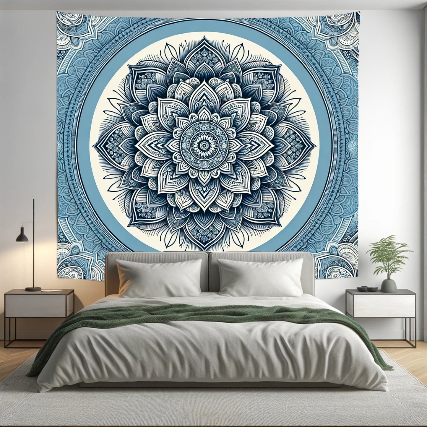 Bohemian Torq Aqua Indian Mandala Tapestry Psychedelic Wall Hanging Boho Decor - Adore India   
