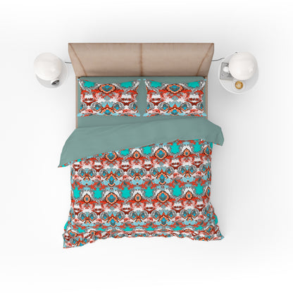 Paisley Elegance Quilt Cover Set - Vibrant Red & Teal Hues for a Stylish Bedroom Retreat - Adore India   