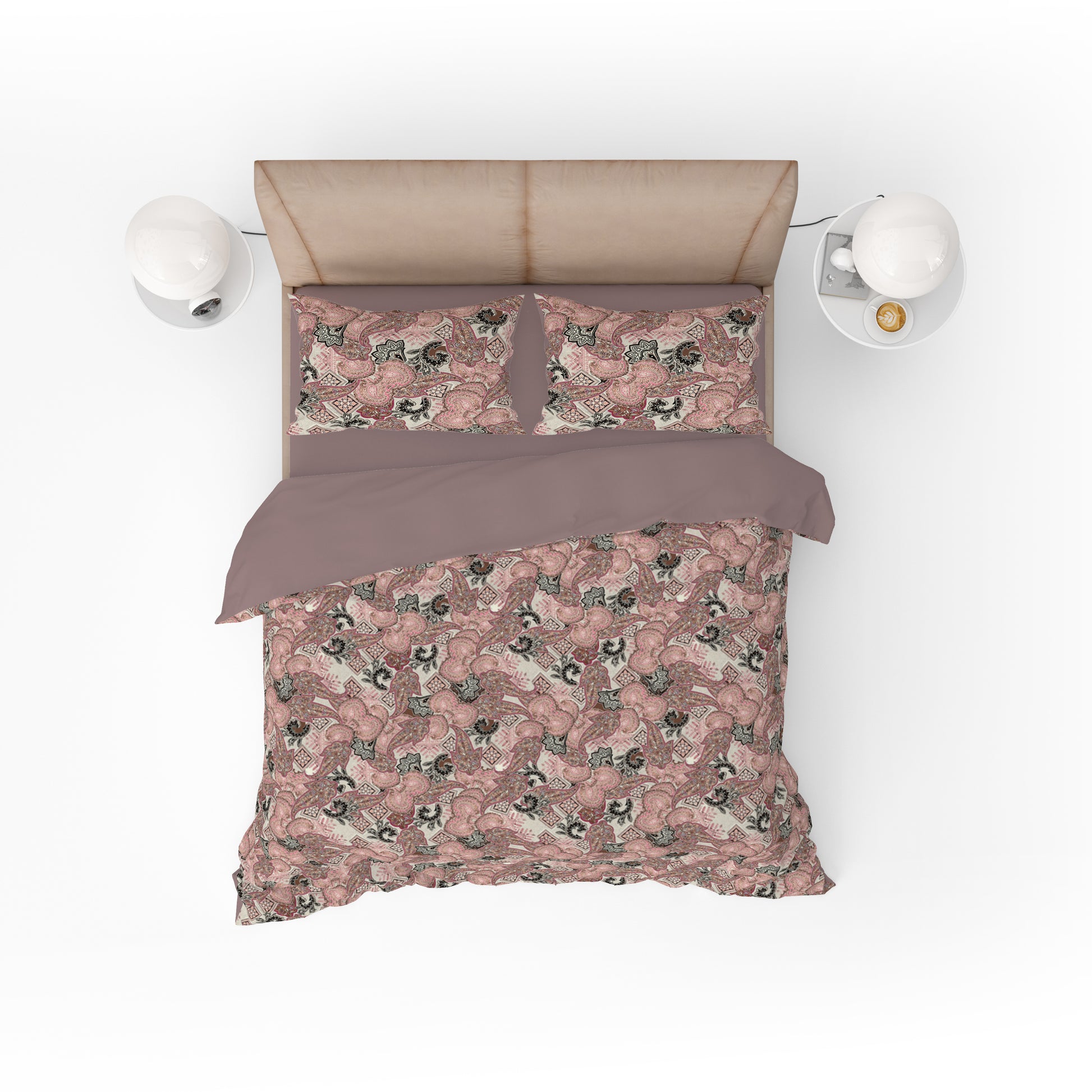 Pink Paisley Harmony Quilt Cover Set - Geometric and Floral Elegance for Your Dream Bedroom - Adore India   