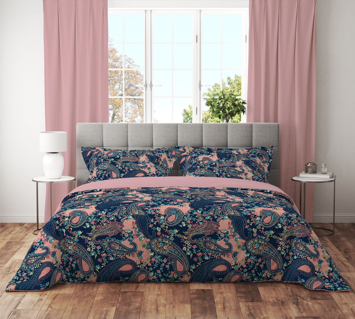 Pink Paisley Bliss Quilt Cover Set - Stylish Comfort for Dreamy Nights King Size - Adore India   