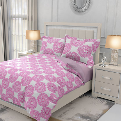 Bohemian Mandala Pink Chakra Quilt Cover Set - Adore India   