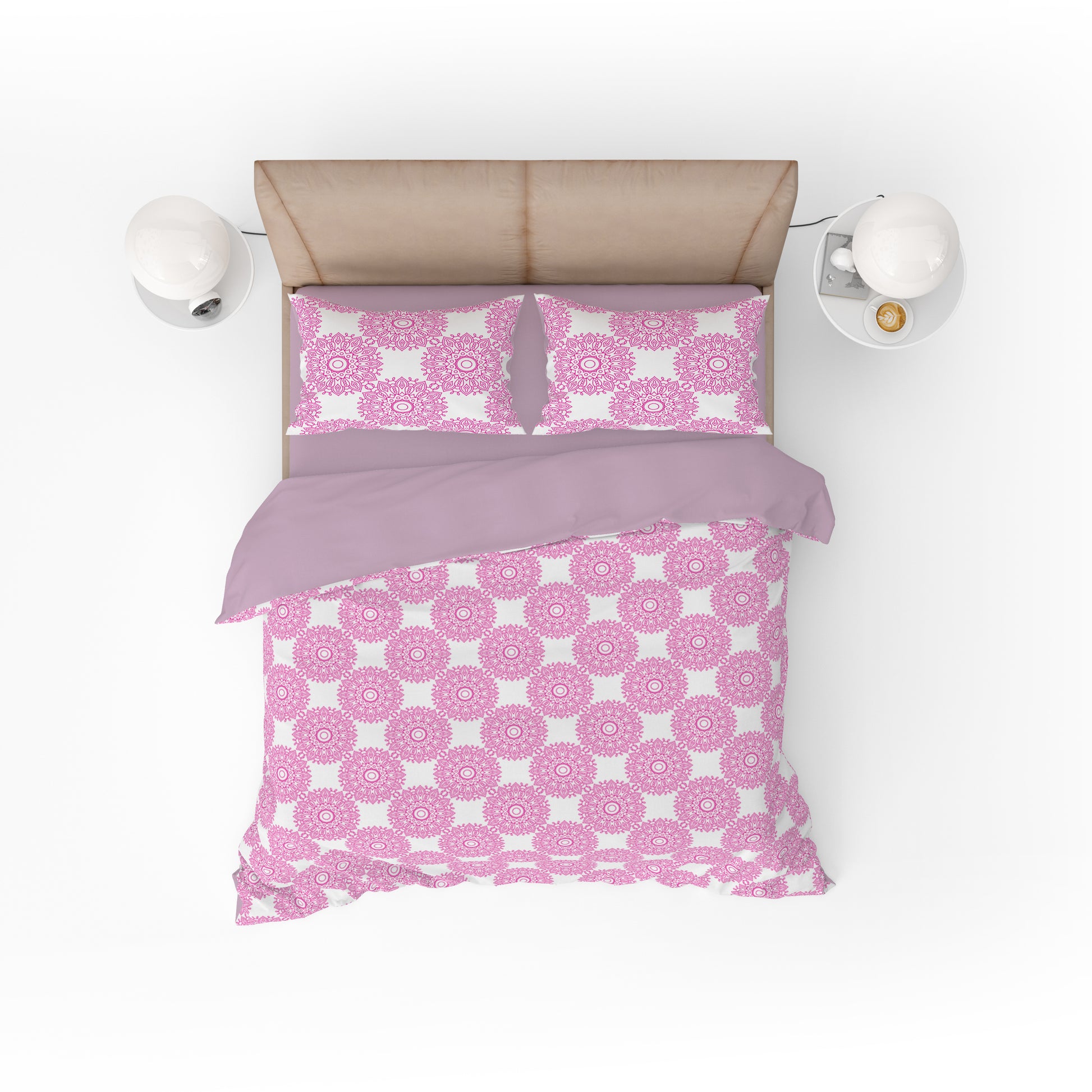 Bohemian Mandala Pink Chakra Quilt Cover Set - Adore India   