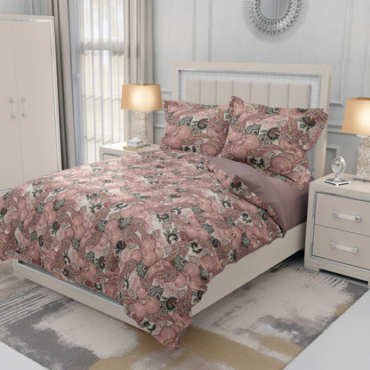 Pink Paisley Harmony Quilt Cover Set - Geometric and Floral Elegance for Your Dream Bedroom - Adore India   