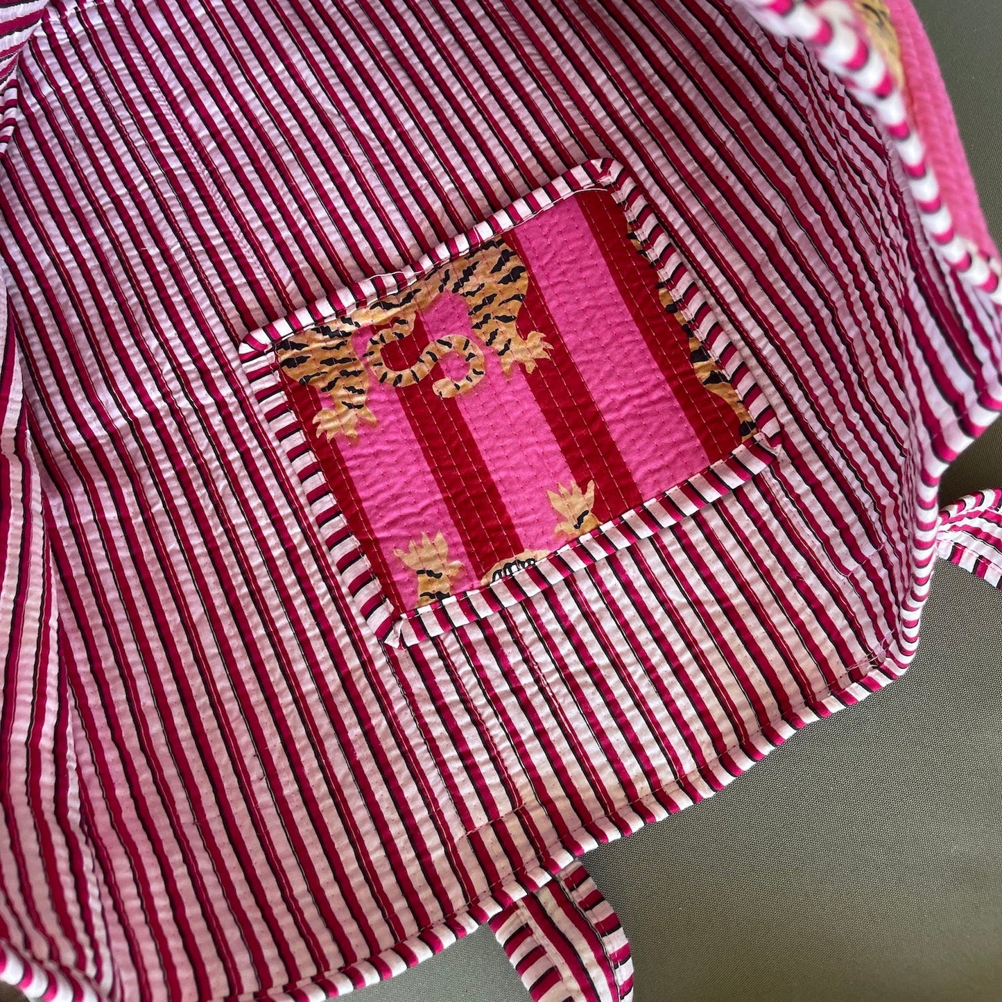 Pink Stripe Boho Tiger Beach Bag