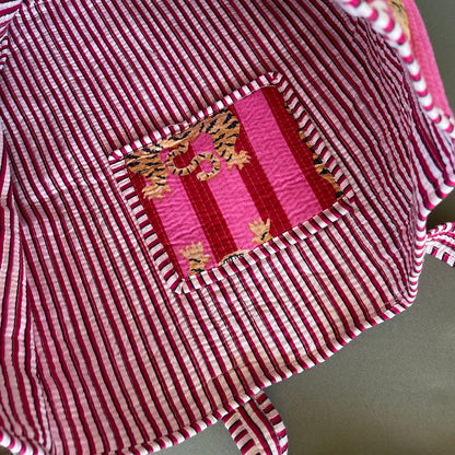 Pink Stripe Boho Tiger Beach Bag