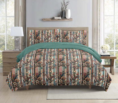 Vintage Stripe Paisley Printed Cotton Reversible Summer Lightweight Bedspread Quilt Set - Adore India   