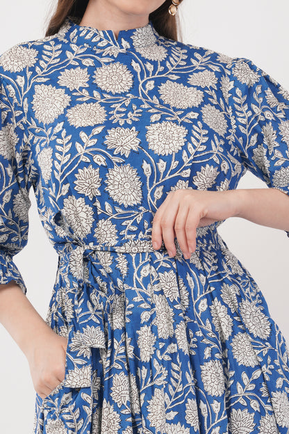 Hand Block Printed Long Cotton Shirt Dress – Royal Botanica