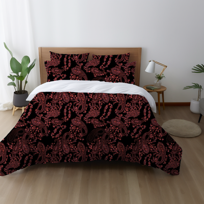 Red Paisley - Elegance Meets Drama for a Chic Bedroom Upgrade King Size - Adore India   