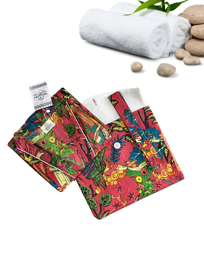 Cotton Printed Red Kahlo Kimono Kaftan Bathrobe