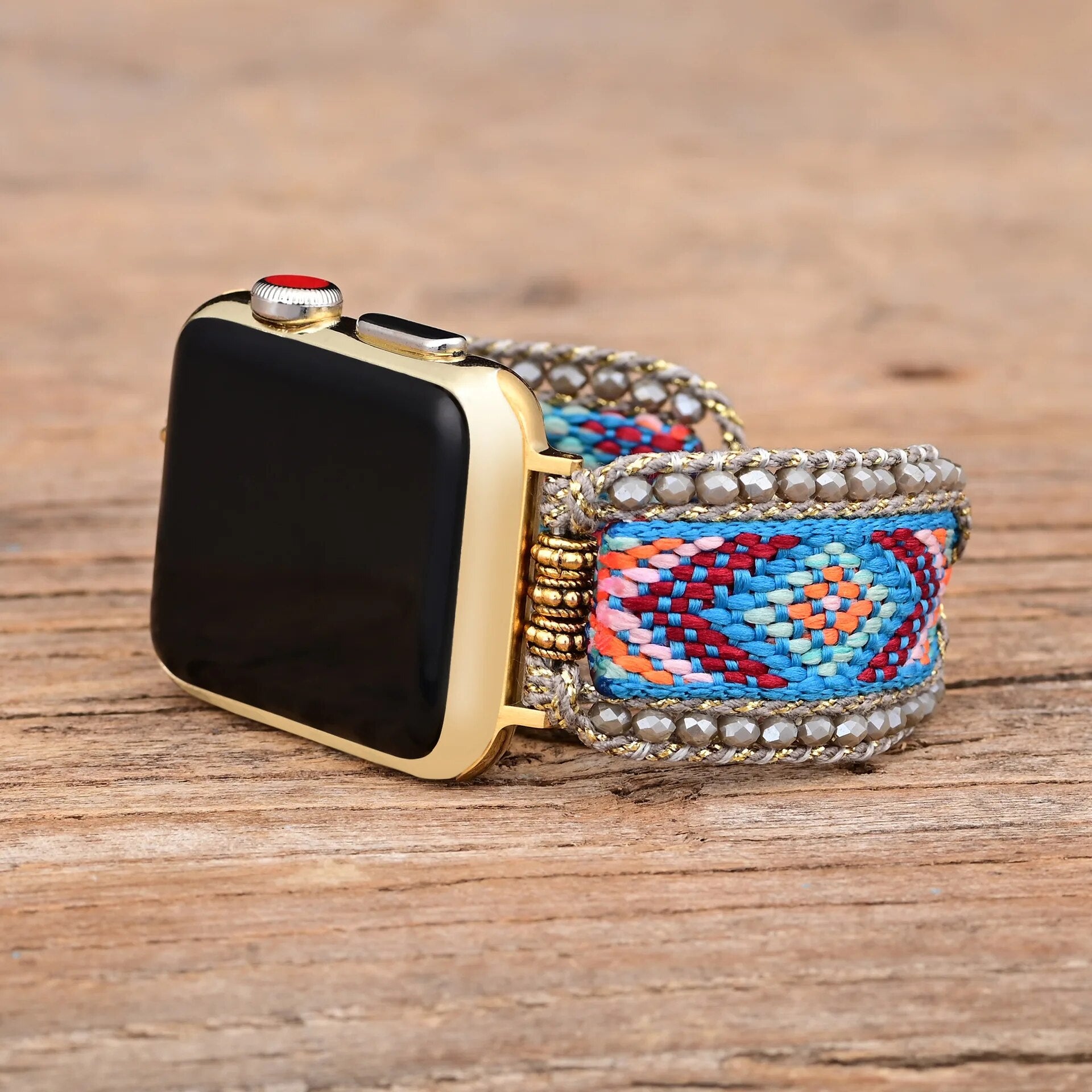 Bohemian Nylon Beaded Strap For iOS Watch Elastic Bracelet - Adore India   
