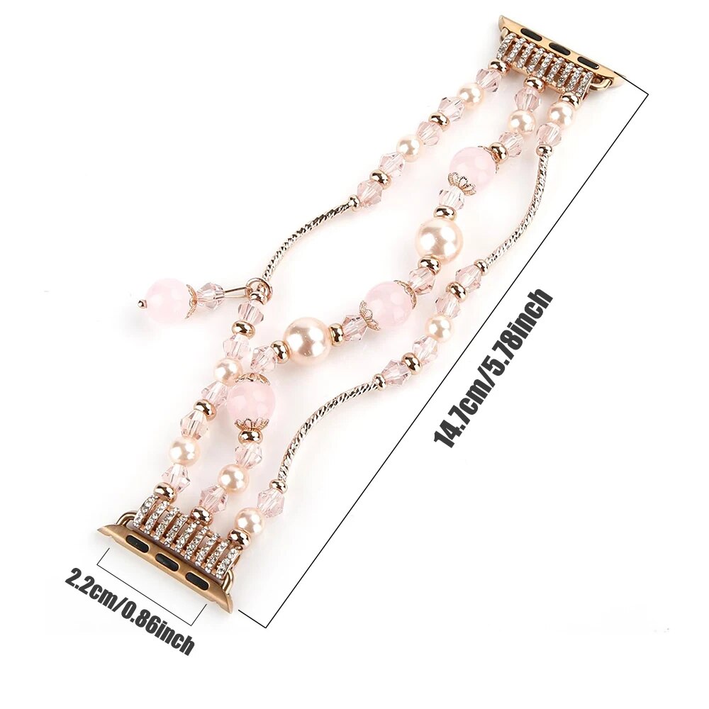 Handmade Beaded Watch Band Bracelet for iOS Series 9 8 7 6 SE 5 Strap - Adore India   