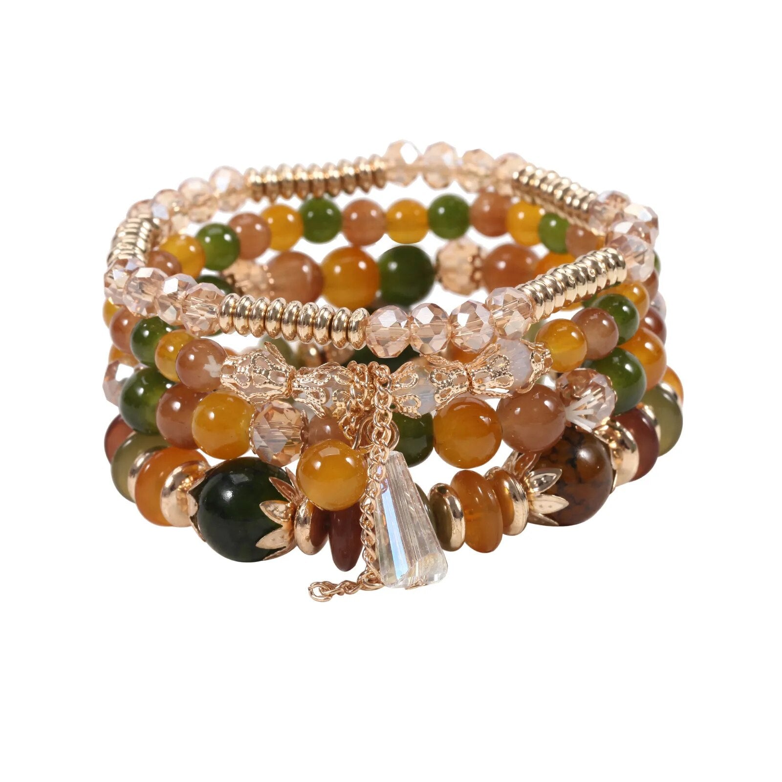Bohemian Handmade Crystal Beaded Multi Colour Bracelet with Charm - Adore India   