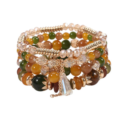 Bohemian Handmade Crystal Beaded Multi Colour Bracelet with Charm - Adore India   
